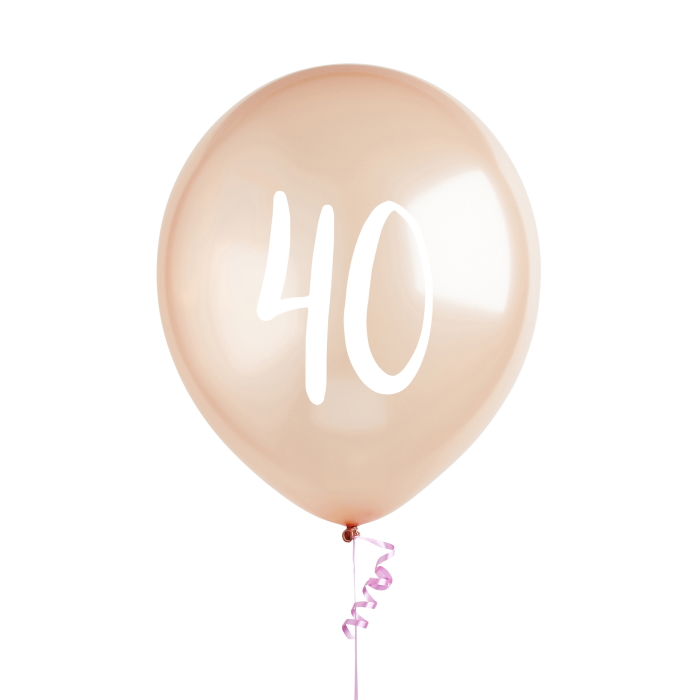 Rose Gold 40th Birthday Latex Balloons Pack of 5 image 2